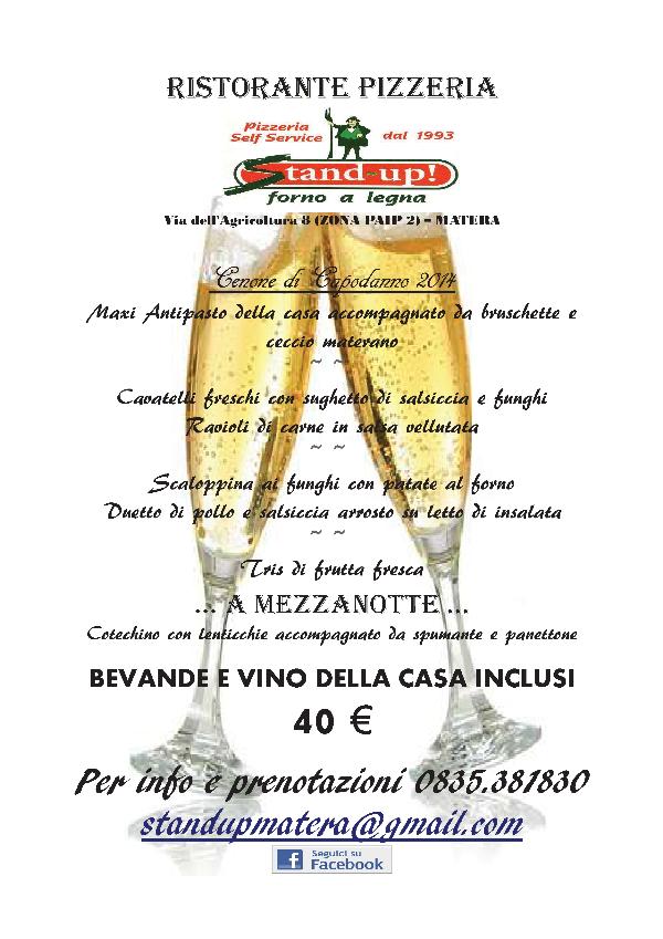 Cenone di San Silvestro al Ristorante Stand Up 