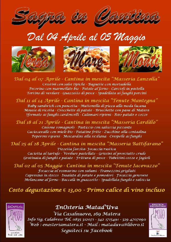 Degustazioni Enosteria Mata d´Uva - dal 4 aprile al 5 maggio 2013