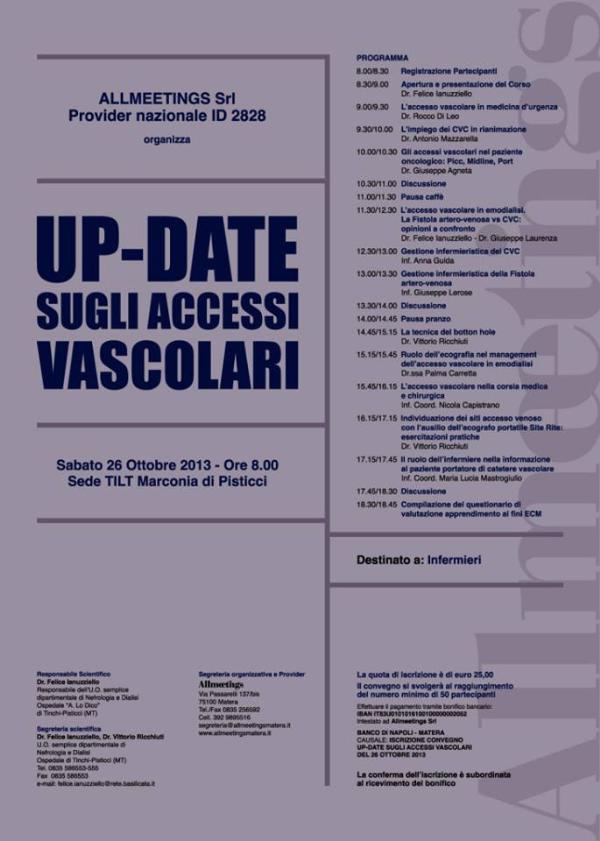 Up - Date sugli accessi vascolari - 26 ottobre 2013