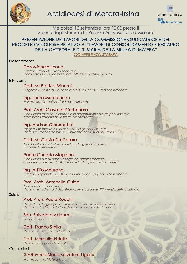 Presentazione dei lavori nella Cattedrale di Matera