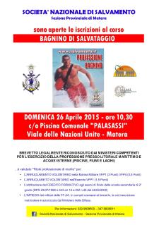 Corso bagnino di salvataggio e istruttore di nuoto S.N.S.  - Matera