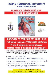 Prova di selzione per i Corsi di: Bagnino di Salvataggio, Istruttore di Nuoto  - Matera