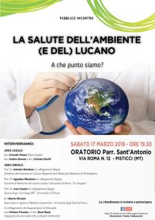 "La salute dell'ambiente (e del) lucano. A che punto siamo?"  - 17 marzo 2018 - Matera