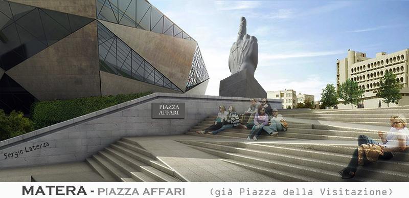 Simpatico fotomontaggio di piazza della Visitazione che diviene Piazza Affari