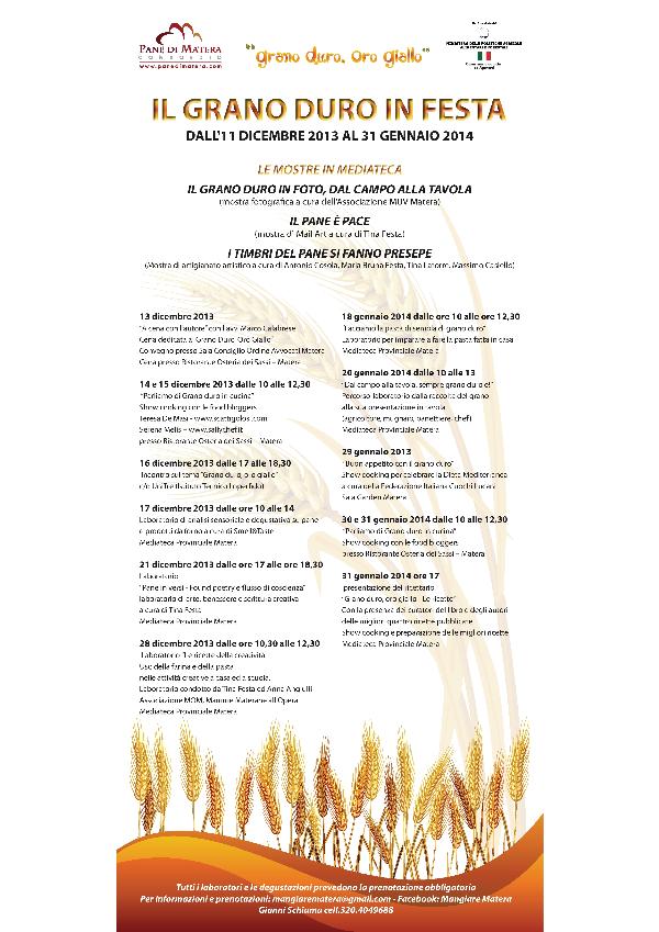 Il Consorzio del Pane di Matera festeggia il “Grano duro, Oro giallo” 