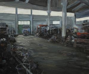 05) Mimmo Centonze - Capannone 2008 - Olio, acrilico e alchidico su masonite - 50x60 cm