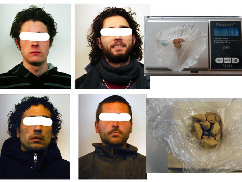 Gli arrestati e la droga sequestrata - 16 febbraio 2015